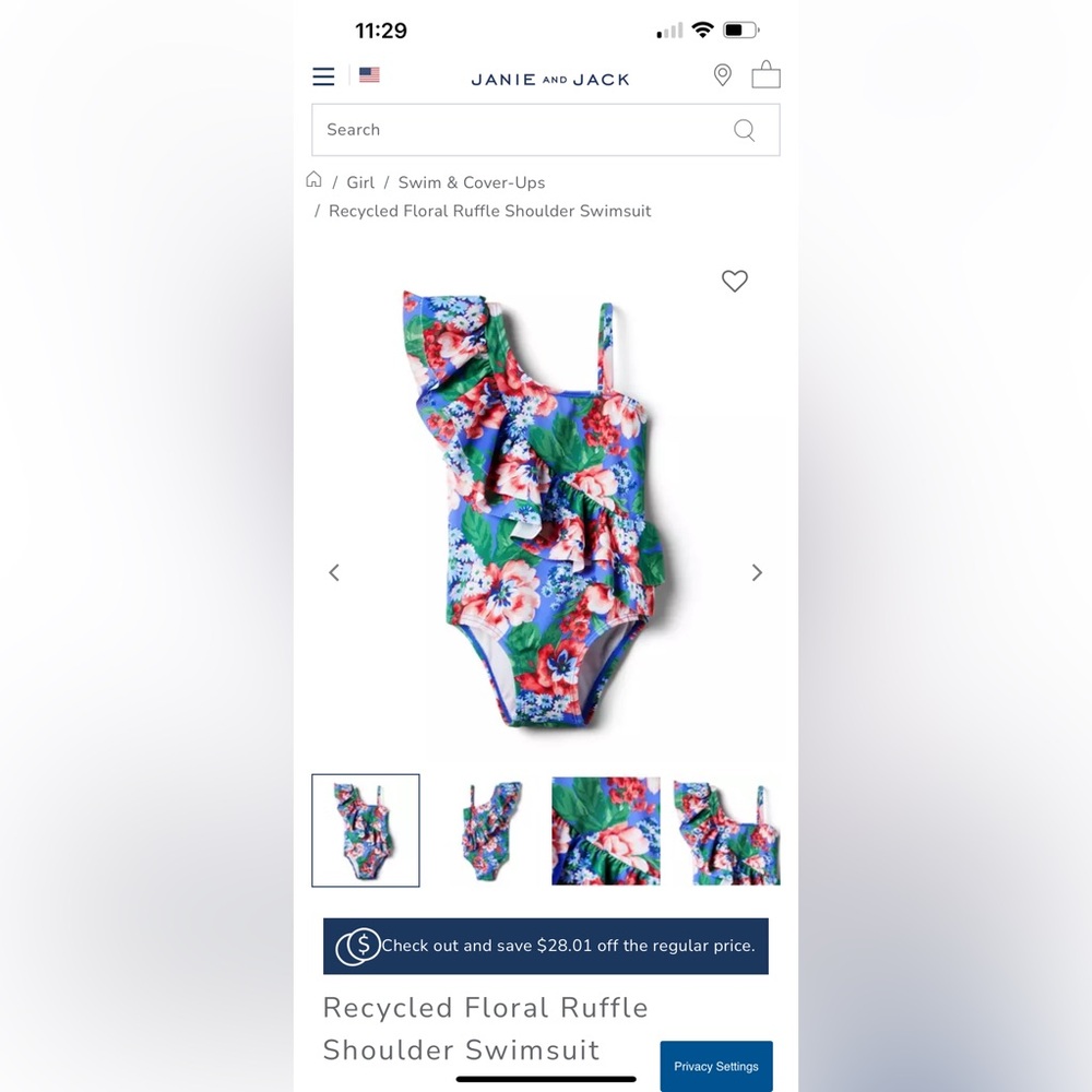 Floral Ruffle Shoulder Swimsuit - Picture 4 of 4